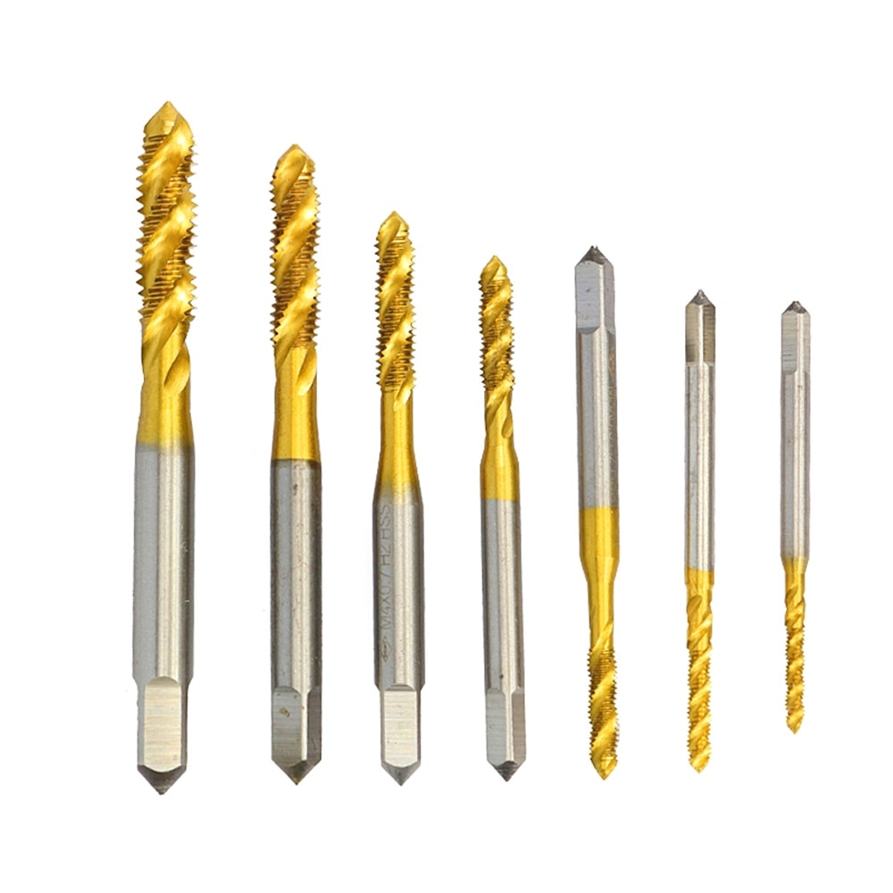 Tornillo de acero de titanio hss, rosca espiral métrica recubierta m2 / m2.5 / m3 / m3.5 / m4 / m5/m6, macho tr manual