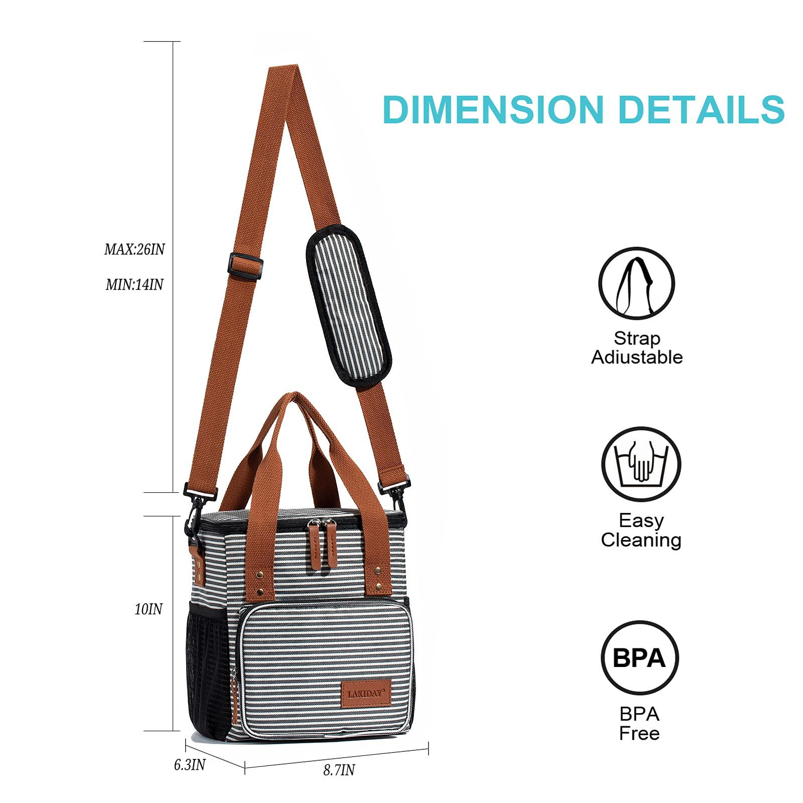 Large Tote Insulated Lunch Bag for Women Men Reusable Picnic Cooler Bags with Adjustable Shoulder Strap