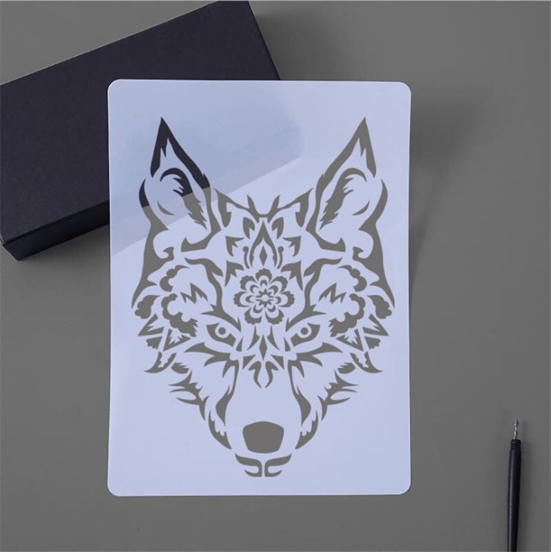 Plastic Template For Kids Painting DIY Scrapbooking Stencils For Journal/Pigment/Ink Pad/Spray/Hand Painting/Wall /Furniture: Wolf