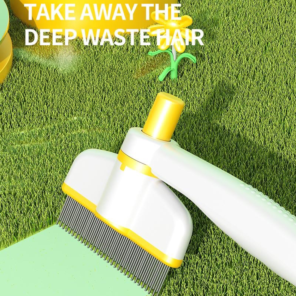 Stainless Steel Pet Grooming Brush One-Button Pet Hair Remover Pet Cleaning Comb for Loosening Up Removing Debris