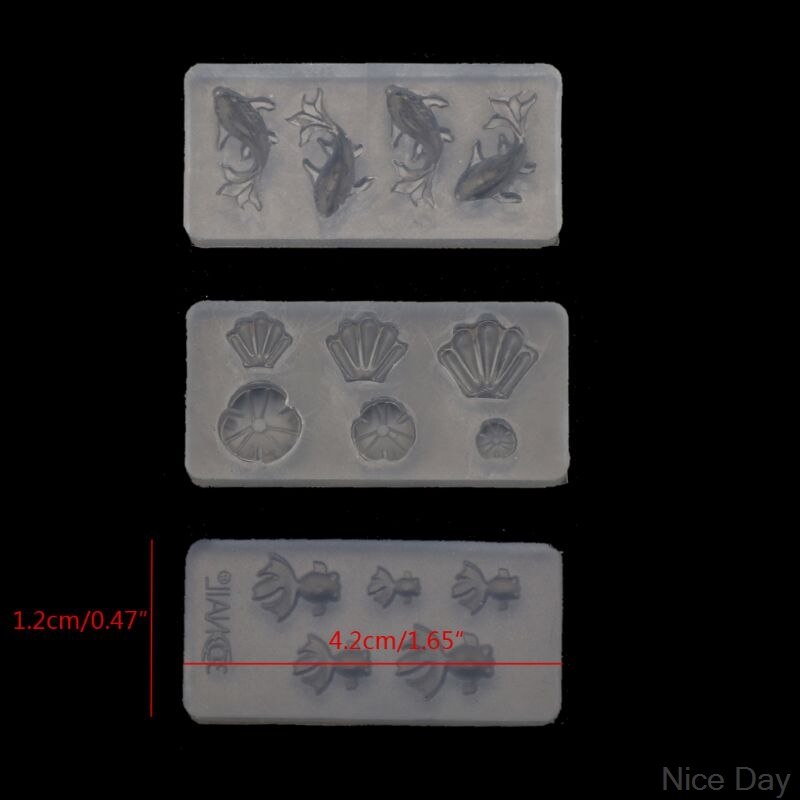 3pc mini størrelse gullfisk lotus blad øredobber vann dag diy harpiks smykkeform sett  a07 20