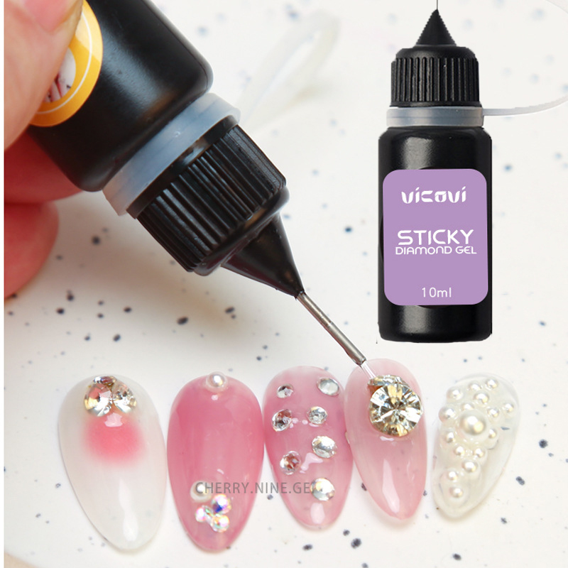 Schnell trocknende Nagelkunst-Kleberspitzen, glitzernde UV-Acryl-Strasssteine, Dekorationen, Nagelkleber, Gel, falsche Spitzen, Maniküre-Kleber, Bond-Kleber #: Black