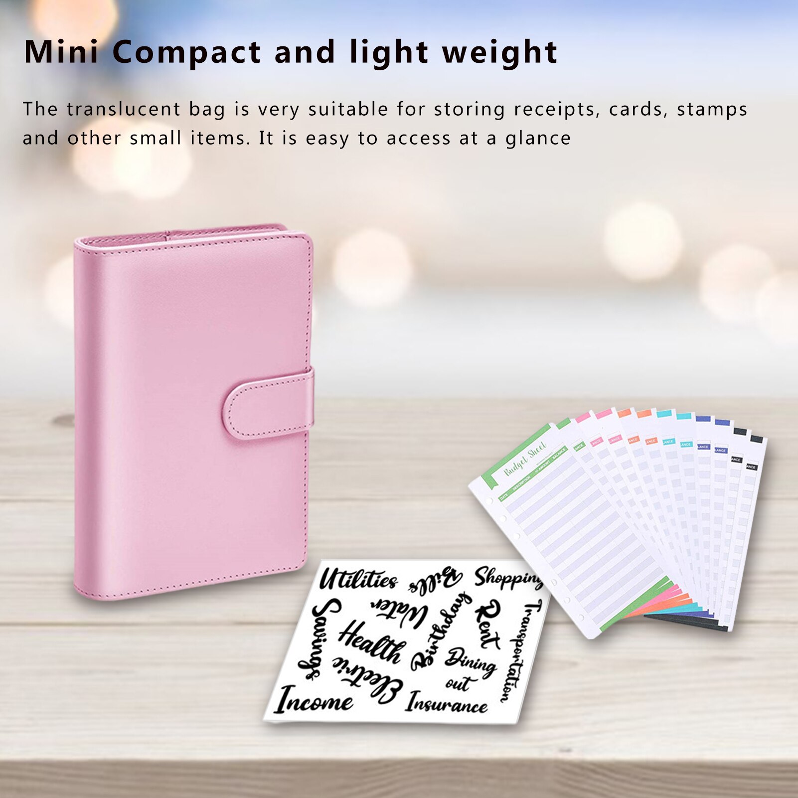 A6 Binder Zipper Bag Notebook Leather PU Loose-leaf Book Budget Handbook With Zipper Pocket Expense Budget Sheets Letter Sticker