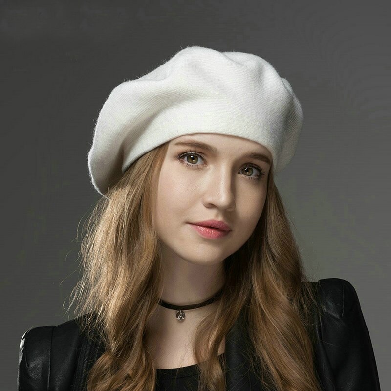 Boina de lana invierno para mujer, nueva prenda lana invierno, gorro para mujer, estilo francés, chanclas