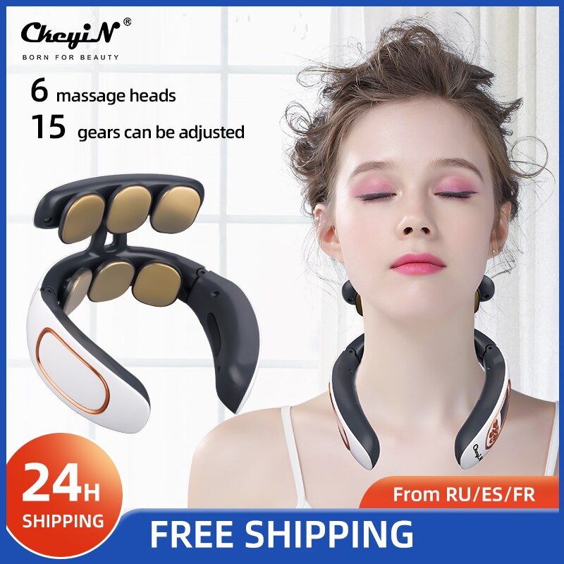 CkeyiN 6 Elektrische Massage Puls Nacken Massagegerät Wärme Schmerzen Linderung kabellos Intelligente Tiefe Gewebe Tragbare Nacken Massagegerät