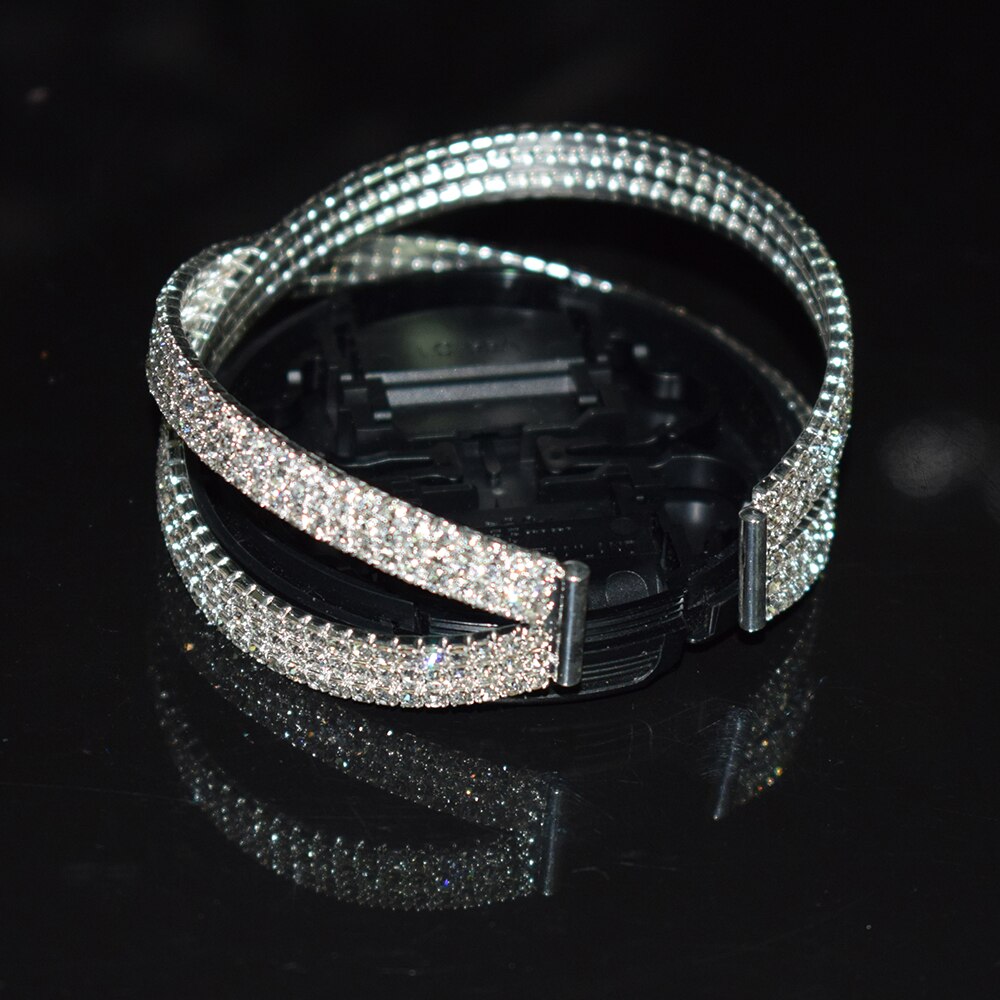Lussuoso bracciale rigido in cristallo bianco verde per donna con braccialetti avvolgenti Bling regalo per bracciali per gioielli da festa di nozze