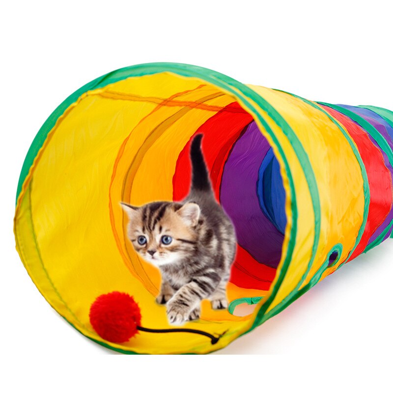 Gato prático túnel pet tubo dobrável brinquedo do jogo ao ar livre indoor kitty filhote de cachorro brinquedos para o enigma exercício escondendo treinamento e r