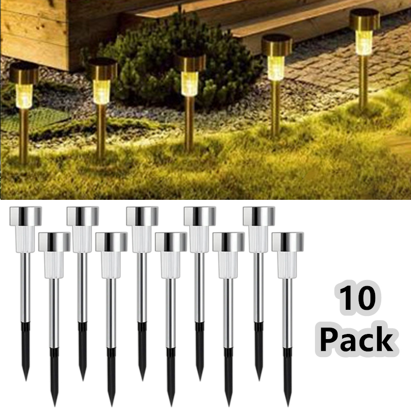 10- pakning solcelledrevne utendørslys hagelykter solcelledrevet lampe vanntett landskapsbelysning gangsti hage plen hagedekorasjon: Varm hvit