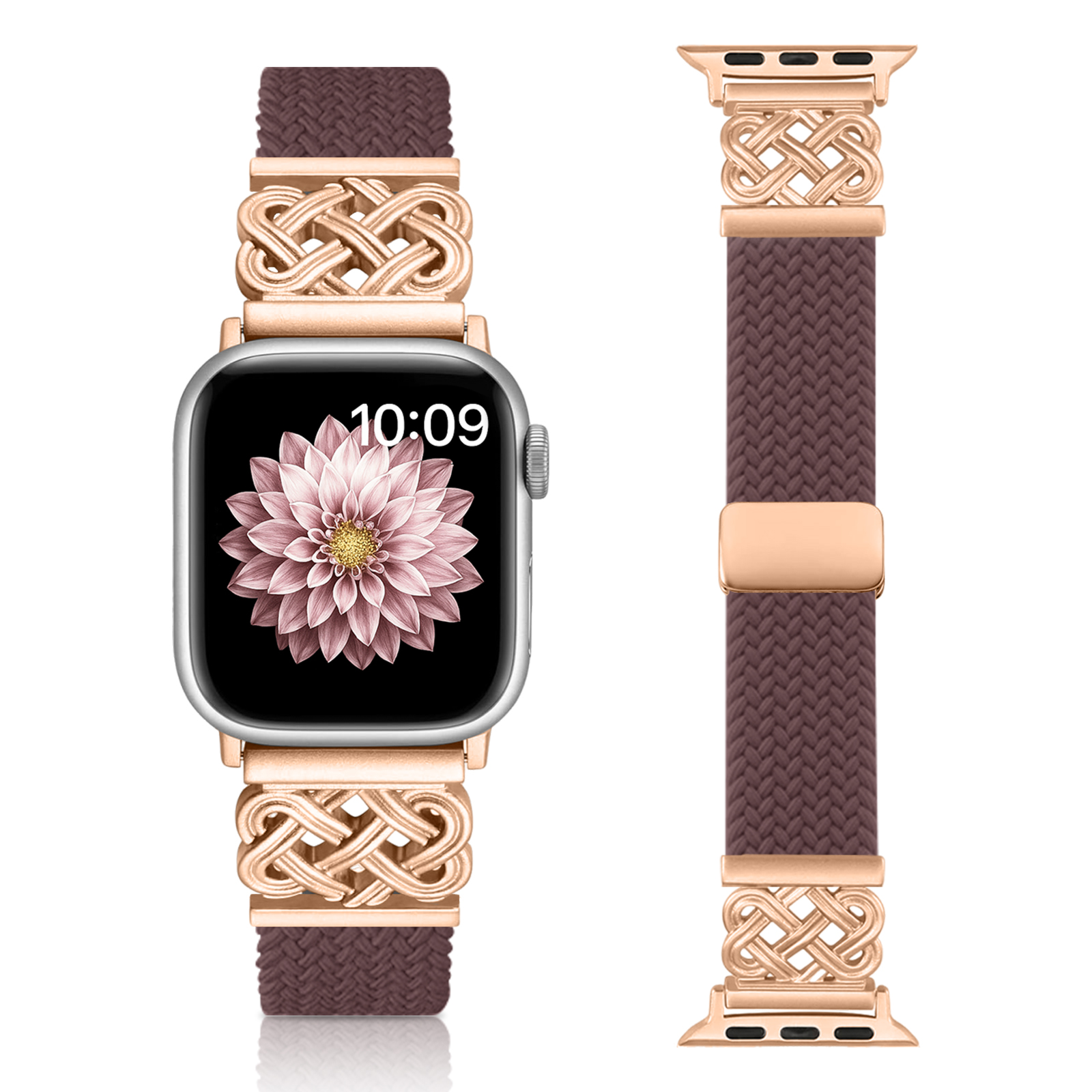 Gevlochten band voor Apple Watch Band 44 mm 40 mm 45 mm 49 mm 41 mm 38 gesparmband iWatch-serie se 7 3 6 8 9 Ultra 2 magnetische band: 18mm / Paars