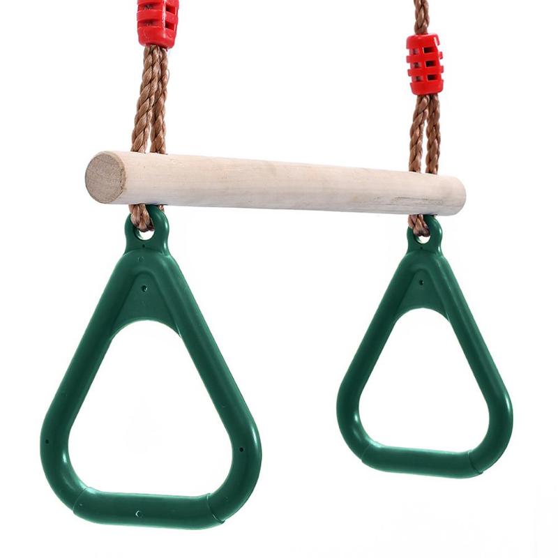 Kids Fitness Toy Wooden Rope Ladder Multi Rungs Climbing Game Toy Outdoor Training Activity Safe Sports Rope Swing Swivel Rotary: Hand Rings Swing C