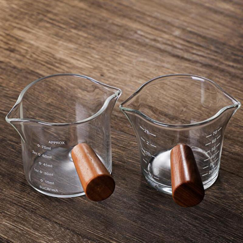 70Ml/75Ml Hittebestendige Glas Espresso Maatbeker Dubbele Mond Glas Melkkan