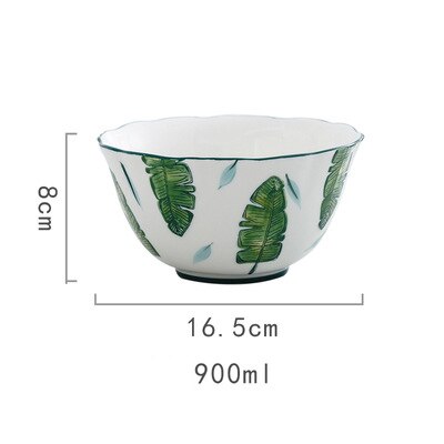 Porcelain Dinner Plate Set Round Green Plants Dish Sets Ceramic Cake Dessert Plate Bowl Mug Cups Dinnerware Decorative Flatware: 10