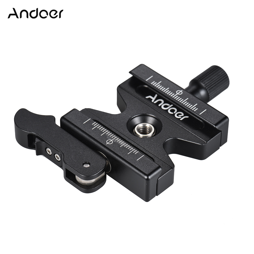 Andoer CL-50LS Aluminum Quick Release Clamp with Adjustable Lever for Arca Swiss Standard Quick Release Plate Ball Head Tripod