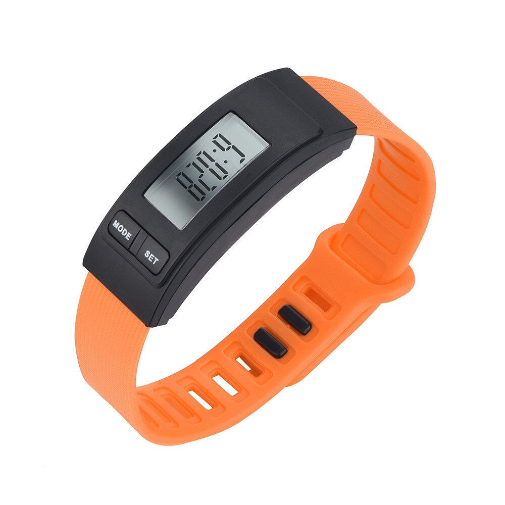 Digitaal horloge heren hardlopen stappenteller armband stappenteller calorieënteller digitaal lcd loopafstand 0619: Oranje