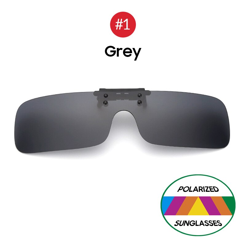 Gafas de sol polarizadas con Clip para pesca, lentes con espejo azul para conducir, visión nocturna, ciclismo, UV400: 1 Grey
