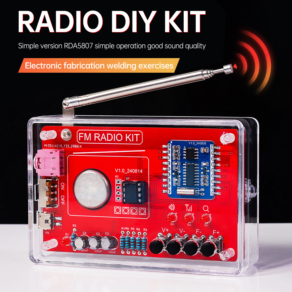 DIY Radio FM zestaw elektroniczny 87-108MHZ Radio FM zestaw do samodzielnego montażu części do ćwiczeń spawalniczych RDA580 DIY projekt lutowania praktyka lutowania