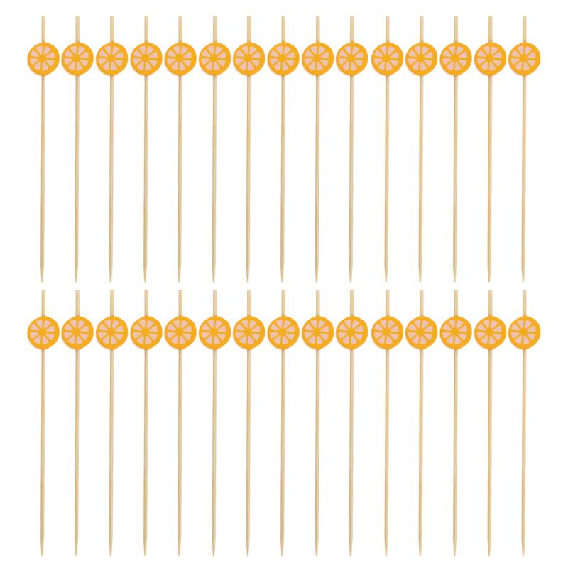 Palillos de madera desechables para comida, palillos de 12cm para cóctel, aperitivo y bebida, palitos de madera para mesa de , 100 Uds.: Orange
