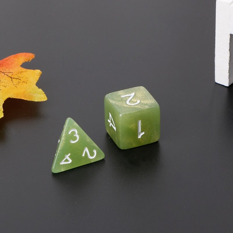 7 stk flimrende polyedriske terninger til dragon pathfinder  d20 d12 2 xd 10 d8 d6 d4