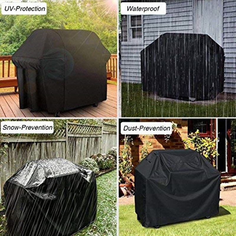 Waterdichte Bbq Cover Grill Cover Anti Dust Regen Gas Houtskool Elektrische Barbeque Tuin Grill Bescherming Outdoor 5 Maten Black Blk