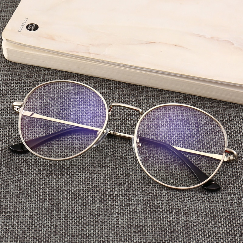 Anti Blue Ray Computer Glasses Men Women Anti Blue Light Eyeglasses Frame Metal Round Glasses Frames Woman Clear Lens