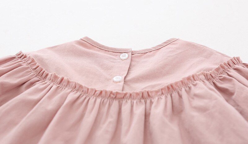 Meisje pop shirt kid's houten oor lantaarn mouwen shirt katoen overhemd fold mouw