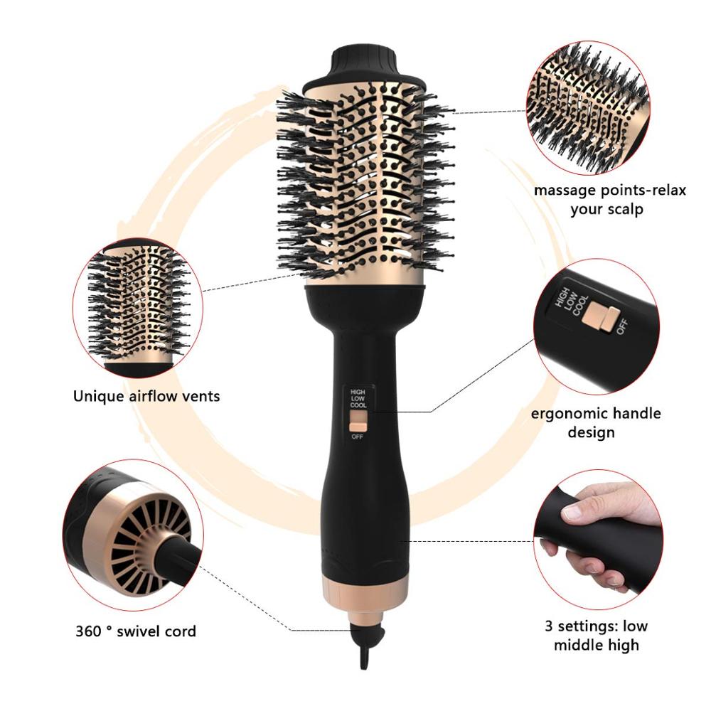 Hete lucht föhn borstel en volumizer 4 in 1 negatieve Ionen 1000W Stijltang en Curler voor alle haar soorten styler kam