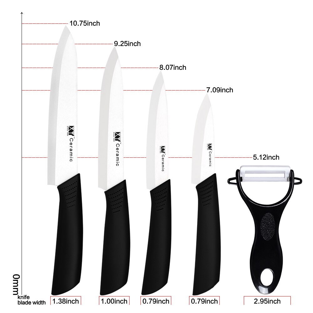 XYj Zirconia Oxide Ceramic Cleaver Black/White Blade 3&quot; 4&quot; 5&quot; 6&quot; inch + Sheath Ceramic Knife Set Kitchen Fruit Knife