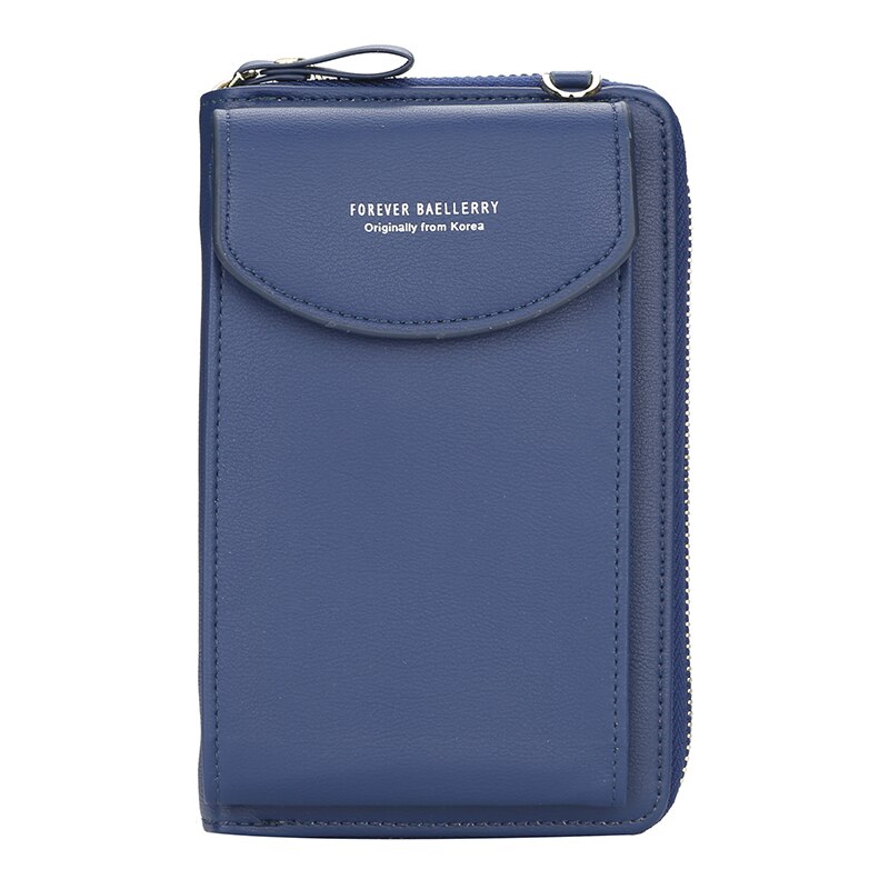 Carteira feminina para sempre baellery, carteira vertical para smartphone com zíper, bolsa de mão: Dark Blue