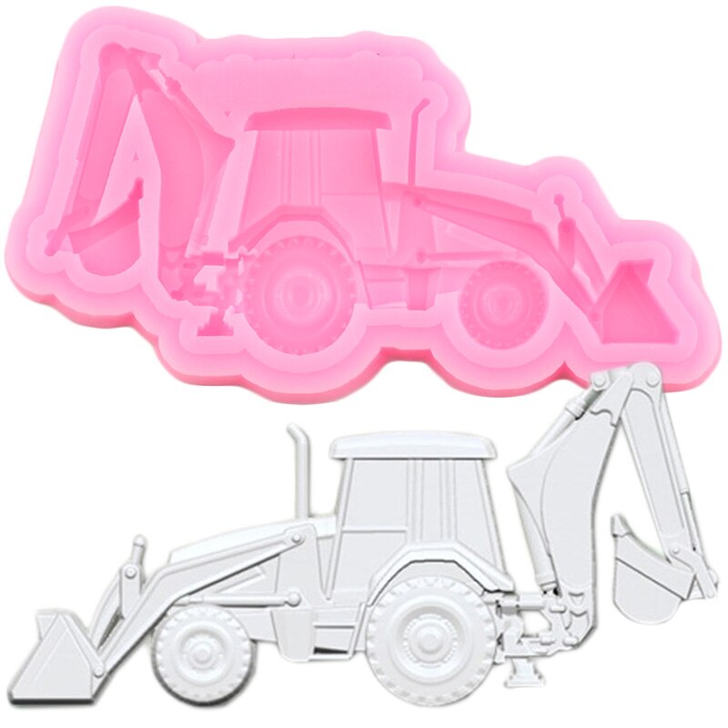 Bulldozer de silicona, moldes de grúa, camión de construcción, herramientas de decoración de pasteles de Fondant de Chocolate, accesorios para hornear magdalenas de de bebé: CD524