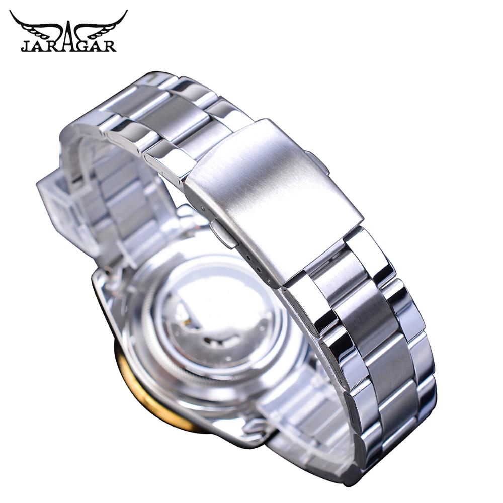 Jaragar Montre Homme Mens Watches Automatic Golden Stainless Steel Date Sports Mechanical Wristwatch Clock Relogio