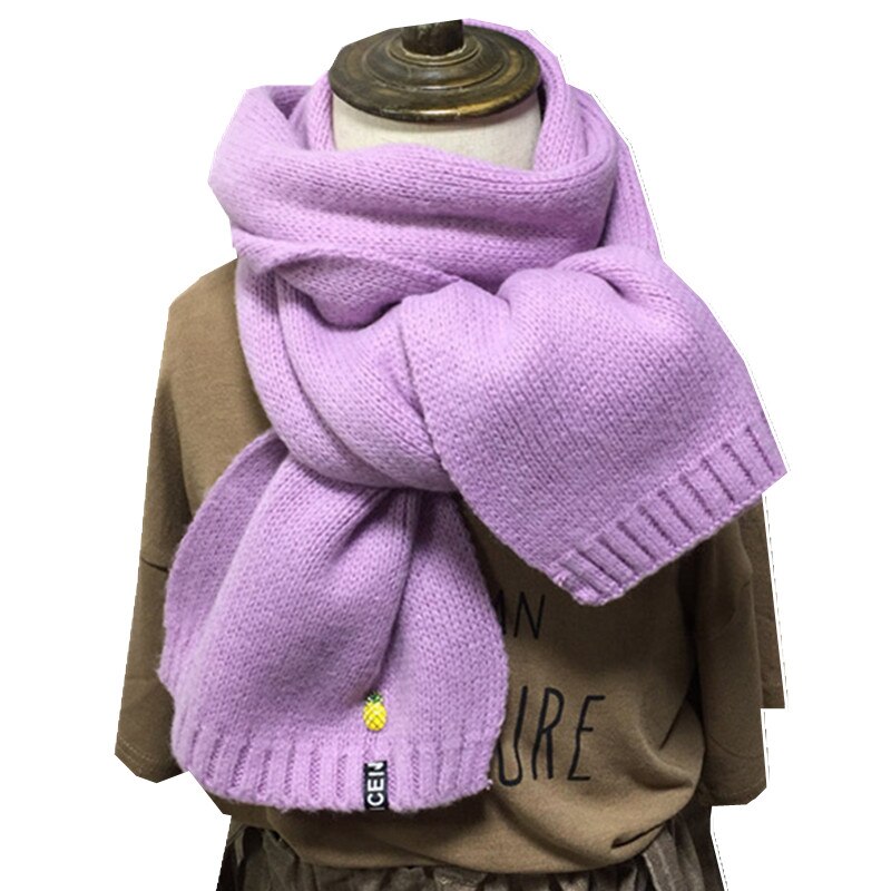 17 Colors Autumn Winter Children Immitation Cashmere Scarf Boys Girls Shawl Warm Thicken Kids Neckerchief Children Bufandas: light purple