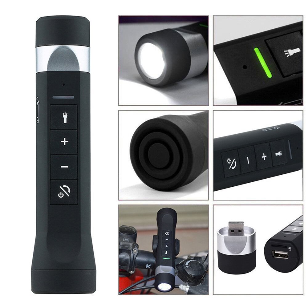 5 In 1 Fiets Speaker Outdoor Sport Power Bank Zaklamp Mp3 Speler Bluetooth Stereo Subwoofer Handsfree Telefoon Voor Fiets