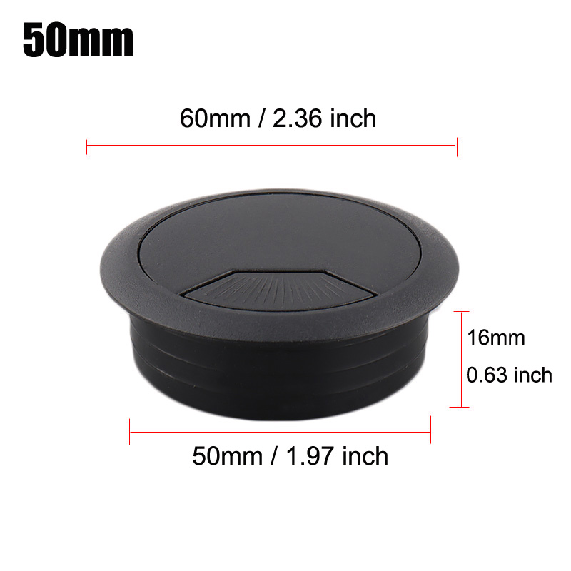 35/50/60/80mm PC Computer Desk ABS Plastic Grommet Table Cable Tidy Wire Hole Cover: black