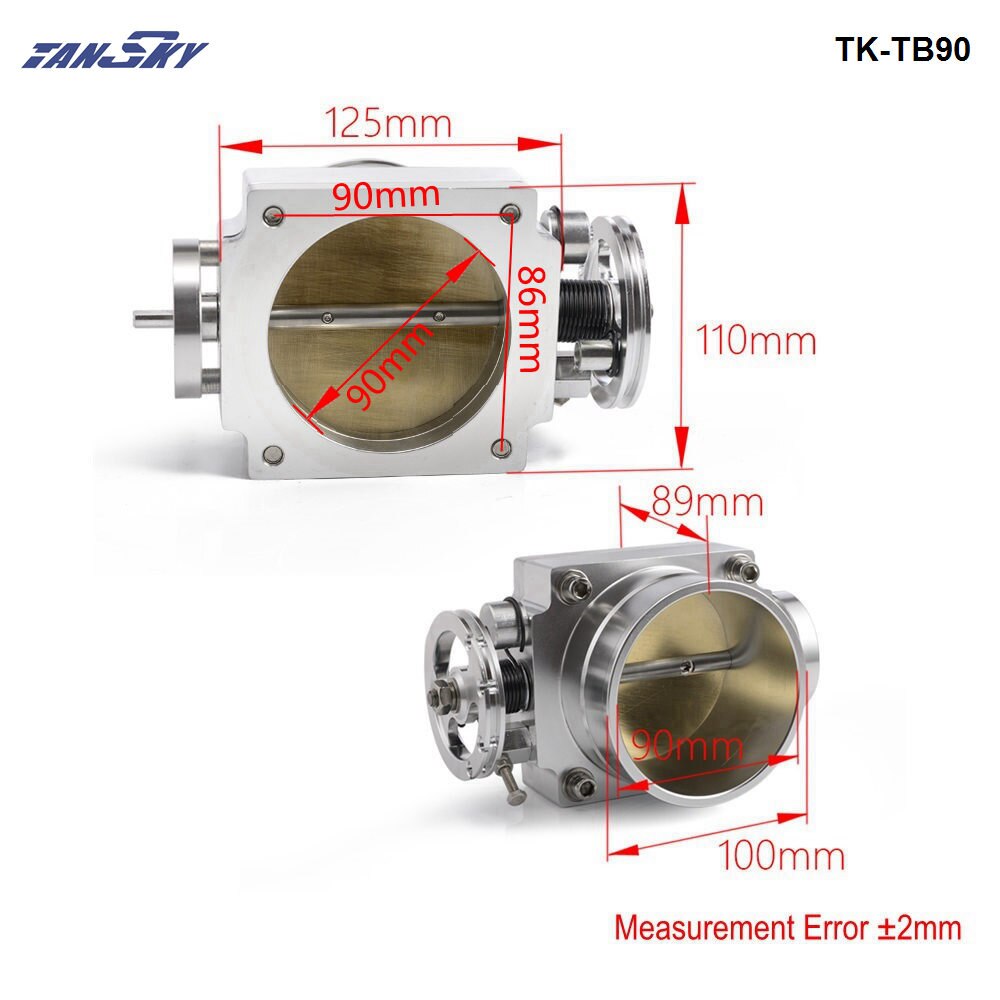 90MM CNC Aluminum High Flow Air Intake Manifold Engine Throttle Body TK-TB90