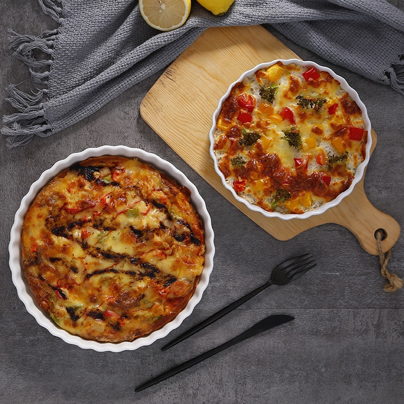 Molde de cerâmica redondo para forno, ferramenta de cozimento para bolo, bandeja, itens de cozinha para bolo