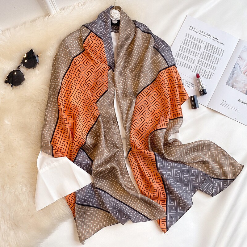 2021Brand Silk Scarf Women Luxury Real Silk Wraps For Ladies Print Shawls Foulard Femme Natural Silk Scarves