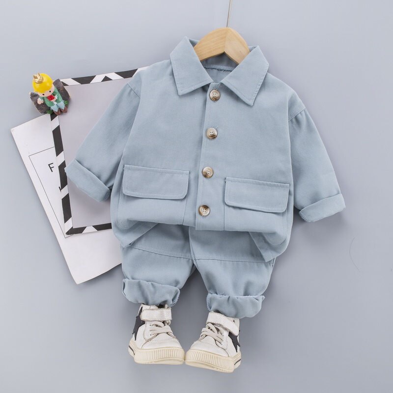 Wiosna Boys Baby odzież codzienna niemowlę dzieci kurtki robocze spodnie 2 sztuk/zestaw maluch modny kostium dzieci sportowe dresy: XYF S CHUNSE BLUE / 9 m