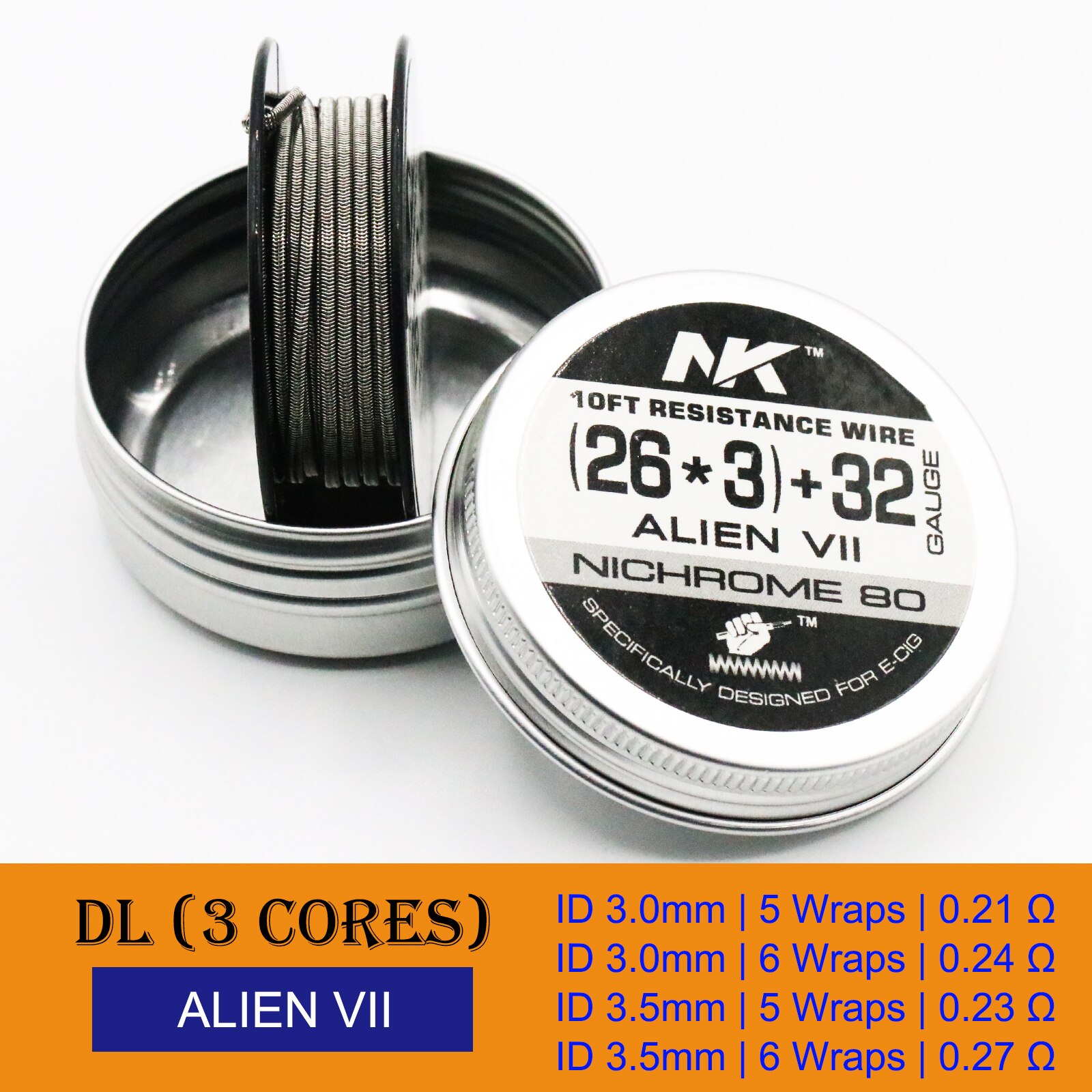 NK Ni80 filo di bobina Clapton fuso Nichrome sfalsato filo di riscaldamento alieno per Vape RDA RTA 10 piedi