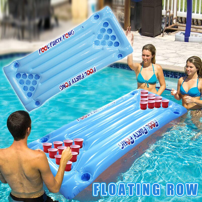Pvc oppustelig ølpong bordmadras lounge pool float 24 kopholder sommer fila galleggiante gonfiabile fila flotante uyt