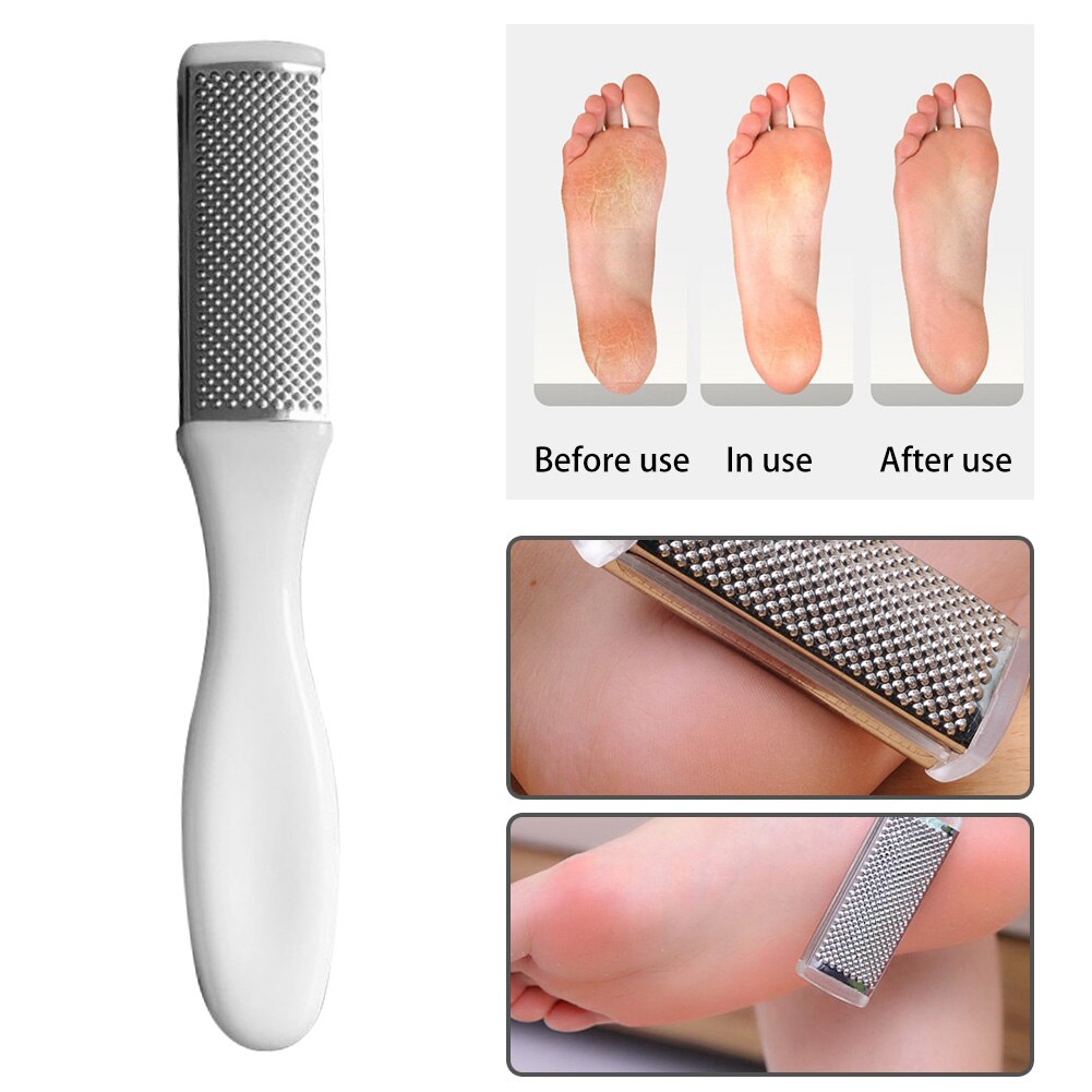 Stainless Steel Long Handle Rough Exfoliate Dual Side Dead Skin Remover Foot Rasp Pedicure Manicure Tool Callus File Hard