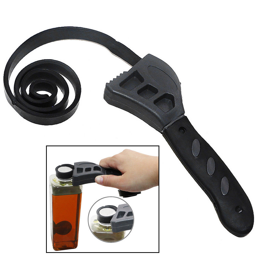 Black Plasic Multi-function Spanner Adjustable Rubber Strap Wrench Outdoor Bottle Opener Spanner hand tools