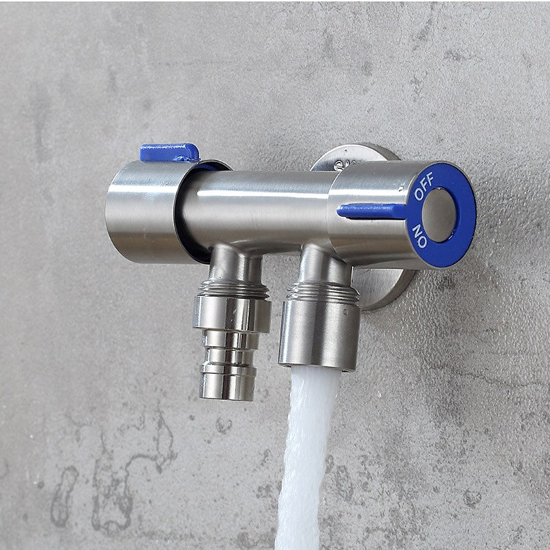 ULA 304 Stainless Steel Three-way Water Valve One Inlet and Two Outlet Valve with Double Switch Double Outlet Water Fill Valve
