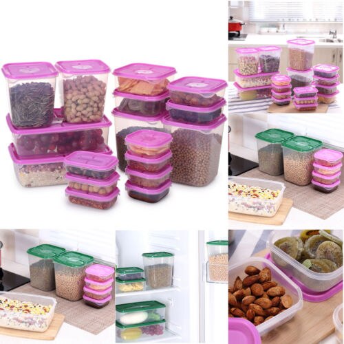 17x Plastic Pantry Organizer Bins Kitchen Plastic Food Storage Tank Sealpot Box