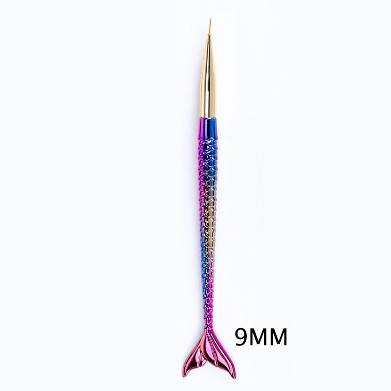1/3 stk manicure nail art pensel pull-line pen tegning blomst havfrue hale stang maleri uv gel børster gradient holder negle værktøjer: 9mm