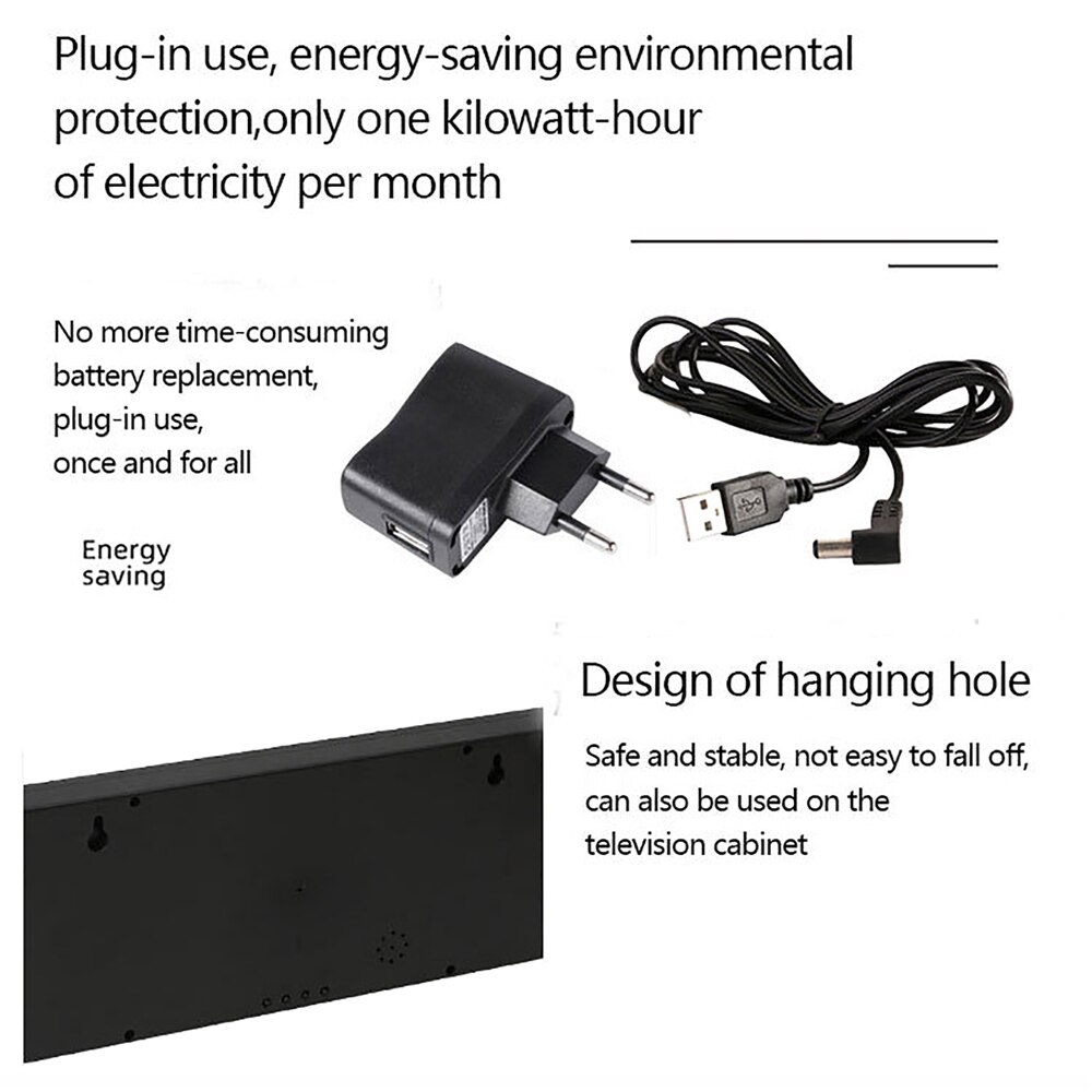 Large Electronic Wall Clock Light Sensing Temperature Date Power Off Memory Table Clock Wall-Mounted Calendar Digital LED Clocks