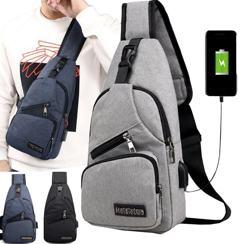Männlichen Schulter Taschen USB Ladung Umhängetaschen Männer Anti Diebstahl Brust Tasche Schule Sommer Kurze Reise Boten Tasche