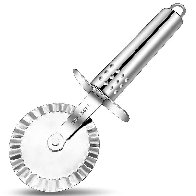 Pizza Cutter, Stainless Steel Pizza Cutter Wheel & 10 Inch Pizza Peel Round Pizza Paddle, Large Pizza Spatula