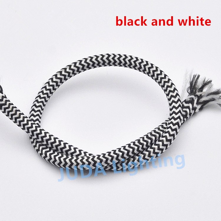 Colorful braided wire cable Cable Assemblies Electrical Wires for ceiling rose canopy led pendant light chandeliers ceiling lamp: black and white