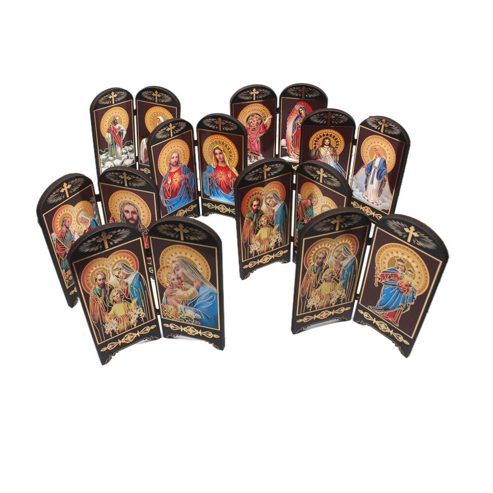 Ortodokse ikoner katolsk træ jesus jomfru maria dobbeltskærm ornamenter kristus kirkeredskaber religiøs figur