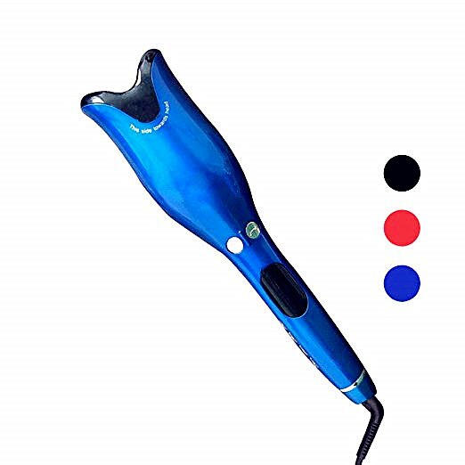 Automatische Professionelle Luft Dreh Haar Curler Lockiges Haar Artefakt Faul Elektrische Dreh Eisstockschießen Eisen Große Rolle Wasser Welligkeit: Blau / EU